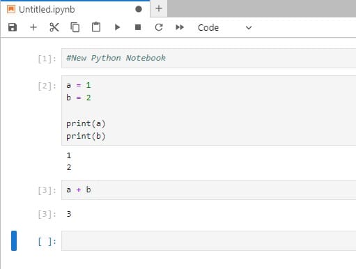 Screenshot of a simple notebook showing 3 code blocks