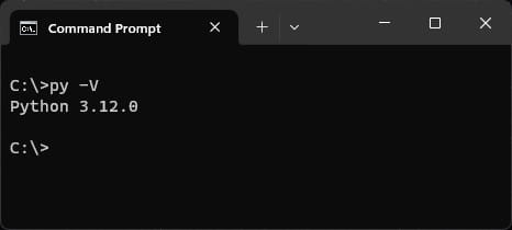 Screenshot of the terminal showing the py version command